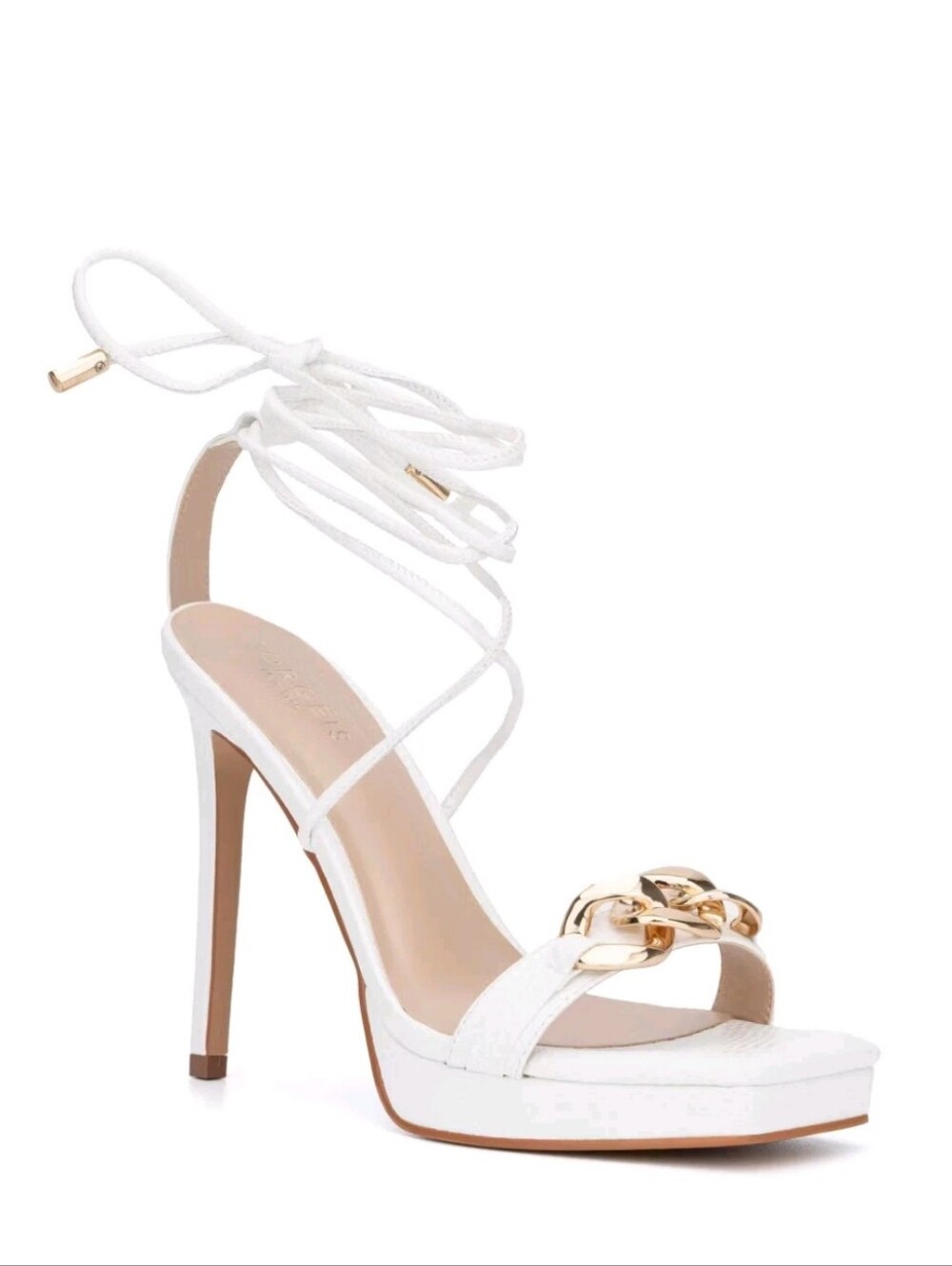 NEW! TORGEIS White Cassava Lace-Up Stiletto Heel Sandals.